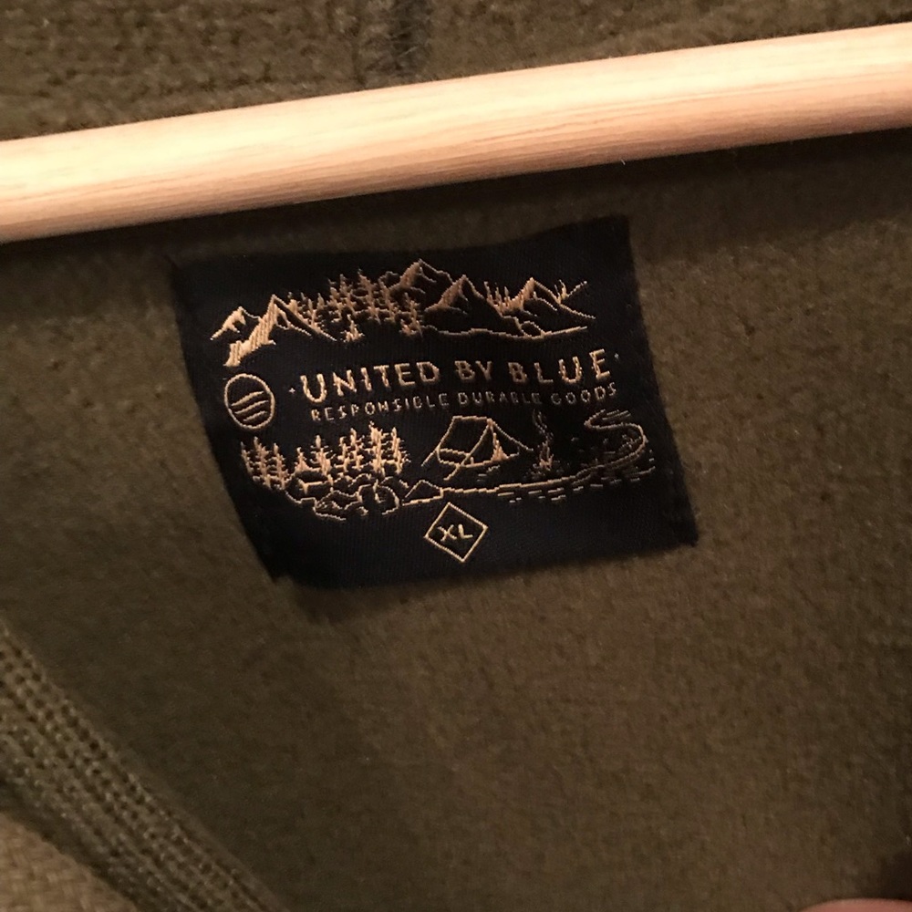 UNITED BY BLUE Men’s Fleece Hoodie Green XL - Picture 3 of 3